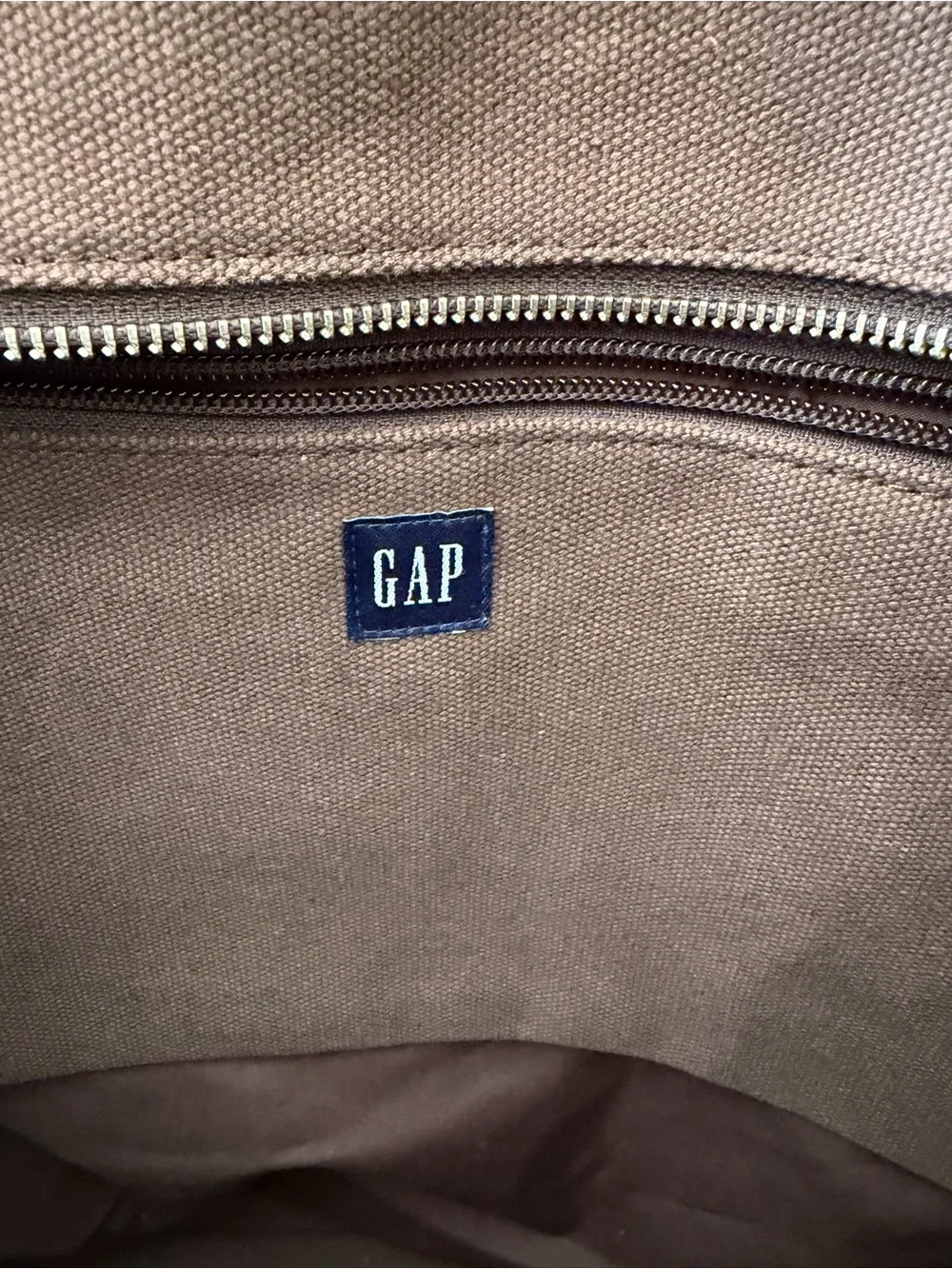 Vintage 2003 Gap Brown Canvas Leather Trim Oversized Tote Weekender Bag